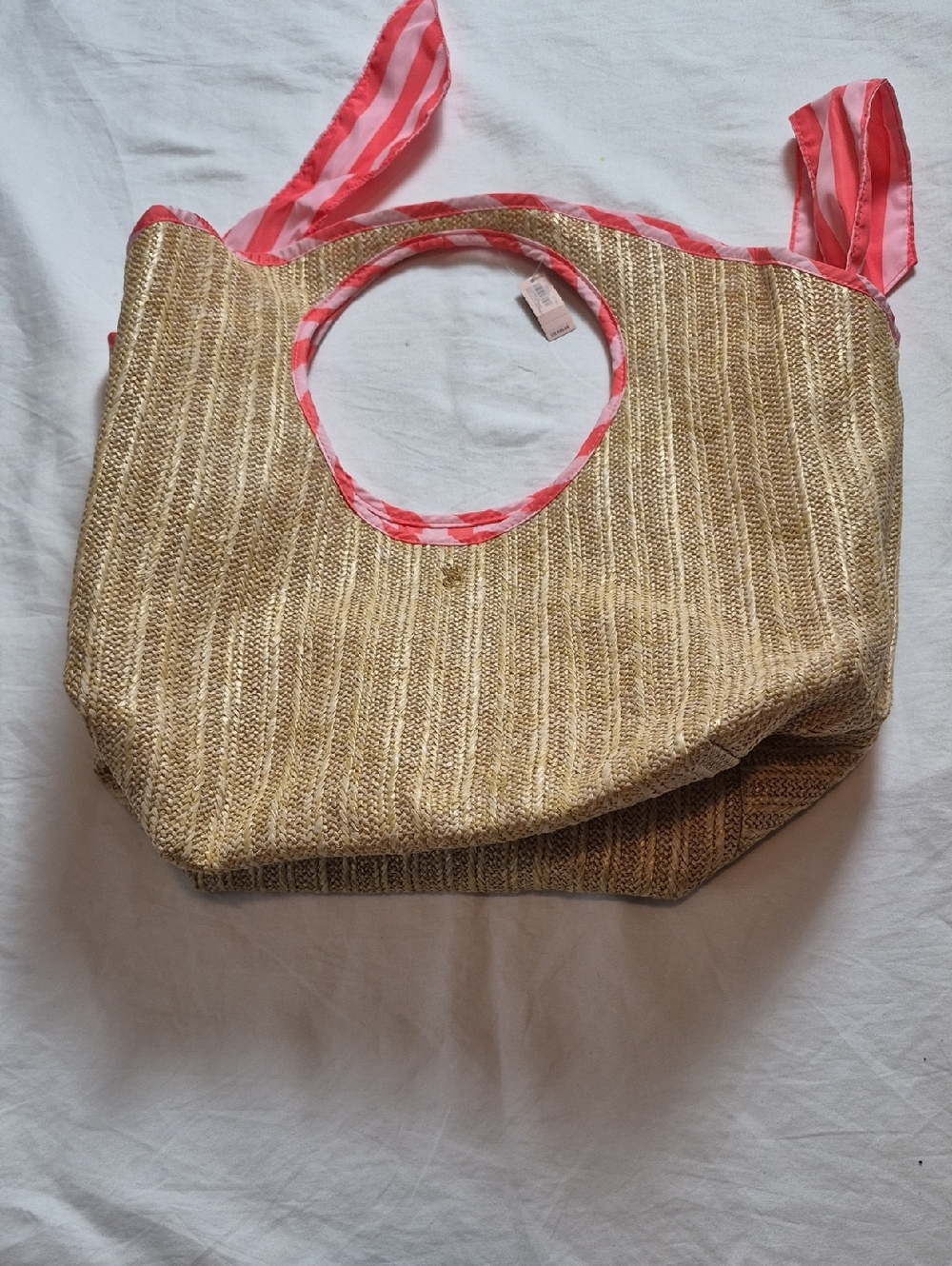 Victoria's Secret Straw Tote with Pink Trim